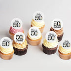 40Pcs Edible Circle Happy 50th Birthday Cupcake Toppers Edible Floral Hello 50 Fabulous Cheers to 50 Cupcake Picks Drink Toppers for Funny Female Floral 50th Birthday Party Decorations