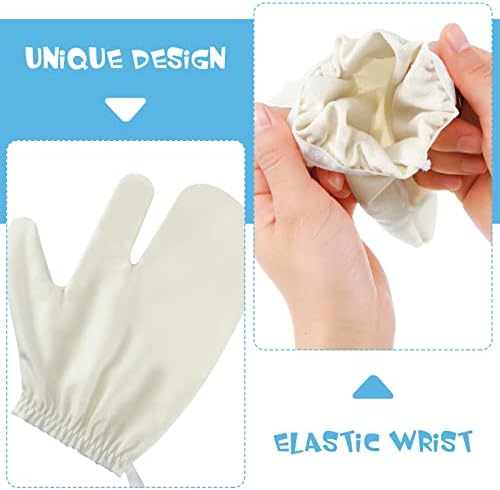 Leelosp 2 Pieces Raw Silk Garshana Gloves Ayurvedic Massaging Mitts Raw Silk Gloves Dry Massage Brush Gloves Exfoliating Gloves Bath Scrubbing Massage Shower Gloves for Women