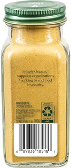 Simply Organic Ground Ginger Root, 1.64 Ounce, Non ETO, Non Irradiated, Non GMO, Complements Both Sweet & Savory Dishes