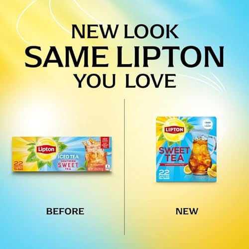 Lipton Southern Sweet Iced Tea Bags 22 Count Family Size (Pack of 2)