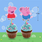 Pepa Pig Cupcake Topper Decorations – Cartoon-Themed Party Cake Picks Featuring Pepa, Family & Friends – Fun Supplies for Birthdays, Celebrations & Collectors