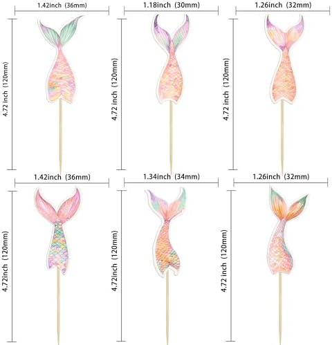 Gyufise 36Pcs Mermaid Tail Cupcake Toppers Mini Under the Sea Mermaid Tail Figures Cupcake Pick Decorations for Party Decoration Baby Shower Supplies