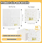 HEIPINIUYE 50 Pieces 3-ply Easter Napkins with Gold Foil Rabbit Carrot Cocktail Napkins Disposable Paper Napkins for Birthday Easter Party Paper Dinner Napkins