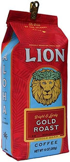 Lion Coffee Gold Roast Whole Bean Coffee, Medium-Light Roast, A Taste of Aloha - 10 Ounce Bag