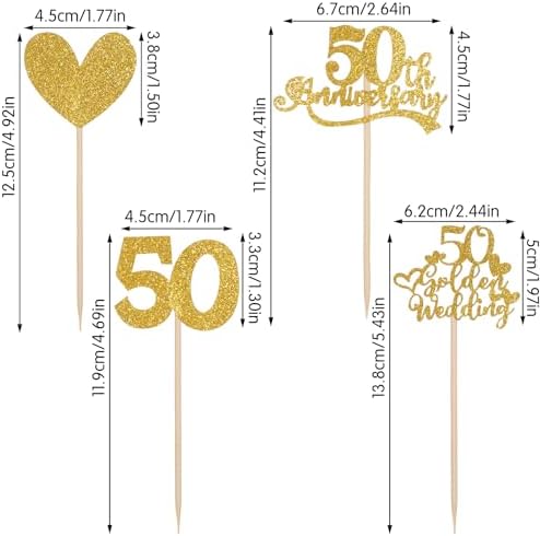 36 Pcs Golden 50th Anniversary Decorations,Ymapinc Gold Centerpieces for Table,Happy 50th Anniversary Cake Topper Cheers to 50 Years Table Centerpieces, Party Decorations for Cake Supplies