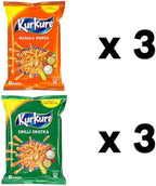 BENGAL BOX KurKure Masala Munch 3 Packs + Chilli Chataka 3 Packs/Total 6 Packs, Indian Snacks