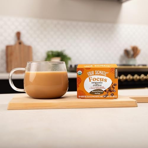 Four Sigmatic Focus Organic Mushroom Coffee | Instant Mushroom Coffee Mix with Lion's Mane, Chaga and Rhodiola for Better Focus and Immune Support | 10 Packets