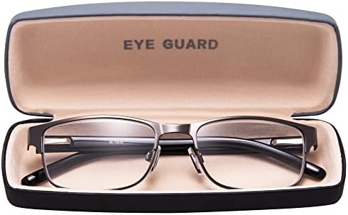 EYEGUARD Readers Metal Deluxe Rectangular Reading Glasses for Men 1.00