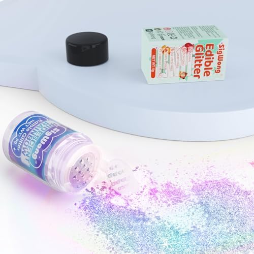 Iridescent Rainbow Edible Glitter - 5g Food Grade Cake Decorating Shimmering Glitter, Edible Sprinkle Luster Dust for Drinks, Chocolates, Fondant, Strawberries, Cupcakes, Candy, Easter Cookie - Vegan