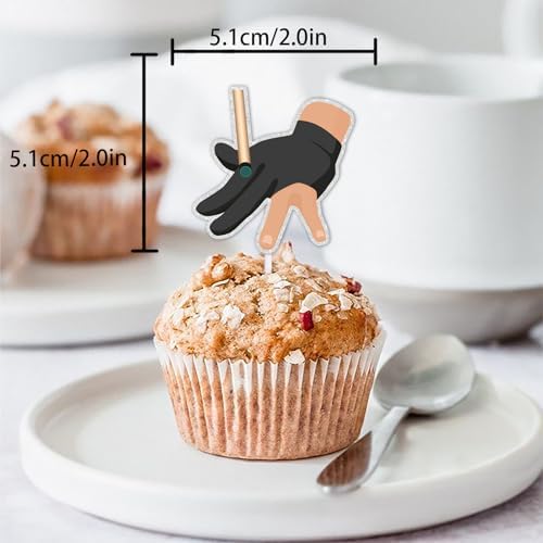 Glitter Dessert Cupcake Cheer to Sport Billiards Theme Decor Supplies Men Women Boys Girls Happy Birthday Decorations set 18pcs