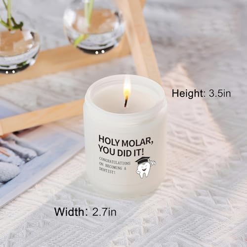 Funny Dentist Graduation Gift – Congratulations Candle for Dental School Graduation, New Dentist, Dental Student Gift, “Holy Molar, You Did It!”