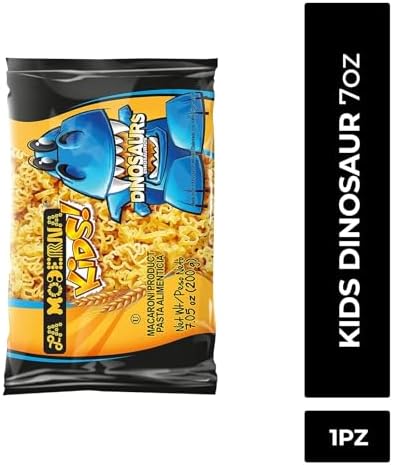 LA MODERNA, Kids Dinosaur Pasta, 7.05 oz (Pack of 1) - Made with Durum Wheat Semolina | Fun Shapes for Kids | Enriched with Iron & B Vitamins | Non-GMO | Kosher | Quick Family Meal