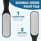 TEAWOO Double Sided Foot File and Callus Remover, Stainless Steel Waterproof Foot Scraper and Foot Rasp for Dead Skin & Hard Heels, 2-in-1 Pedicure Tools for at Home Foot Care