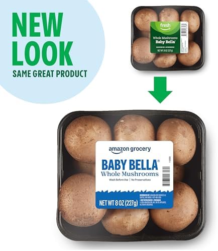 Amazon Grocery, Whole Baby Bella Mushrooms, 8 Oz