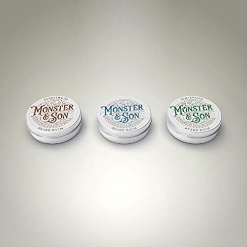 Monster&Son Organic Beard Balm Variety Pack x3 - Helps to Hydrate, Style and Promote New Hair Growth - Rich in Vitamins & Minerals - Jojoba Oil, Shea Butter, Coconut Oil - Ideal Gift for Bearded Men