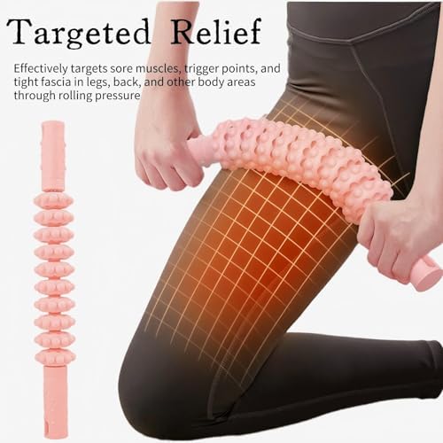 Muscle Roller Stick, 10 Rollers, 180-Degree Bendable Design, Fascia Massage Tool for Legs and Back Recovery