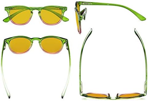 Eyekepper Ladies Blue Light Blocking Reading Glasses with Amber Tinted Filter Lens - Gradient Frame Computer Readers Women - Green-Pink Frame +2.00