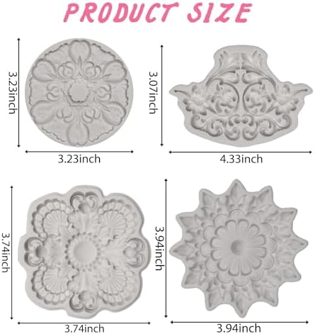 Baroque Floral Decorative Silicone Clay Molds European Relief Scroll Silicone Mold Embossed Flower Lace Chocolate Mold for Resin Casting Clay Fondant