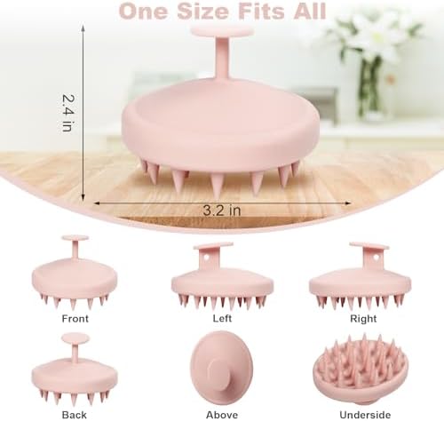 Meartchy Silicone Scalp Massager, Scalp Scrubber for Hair Growth with Soft Bristles, Scalp Exfoliator Brush Dandruff Removal Shampoo Brush for Wet Dry Scalp Care (Light Pink)