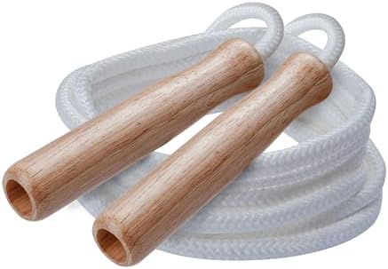 Champion Sports Wood Handle Jump Ropes – Durable Nylon or Leather Bearings - Skipping Rope, Fitness, Cardio Training, Agility, and Exercise Workouts