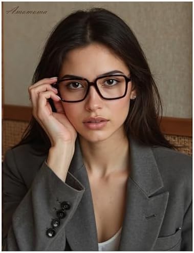 AMOMOMA 2 Pack Retro Reading Glasses for Women Men,Rectangle Blue Light Computer Reader Frame AM6198