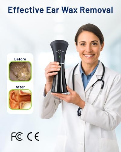 Upgraded Ear Wax Removal with One-Piece Waste Tank, Safe Cleaner with Water Temperature Sensor, Effective Ear Irrigation Kit, IPX7, FSA-HSA-Eligible, Black