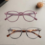 2 Pack Retro Round Reading Glasses for Women Men, Blue Light Blocking Circled Readers Eyewear with Spring Hinge