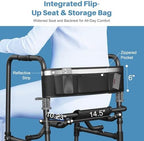 Walkers for Seniors with Seat, Portable Walker with Adjustable Height, 31.4-38.1 Inches, Mobility Aid for Adults, Elderly, and Handicapped, Foldable, Aluminum Frame with Storage Bag, Only 6.6LBS
