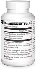 Source Naturals Blue Green Algae from Klamath Lake - Algae Superfood Supplement, 500 mg - 100 Tablets