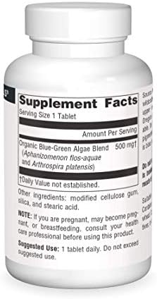 Source Naturals Blue Green Algae from Klamath Lake - Algae Superfood Supplement, 500 mg - 100 Tablets