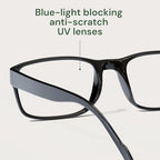 Gaoye 2-Pack of Reading Glasses +2.25 - Blue-Light Filter, UV Protection - Readers with Rectangle Frames