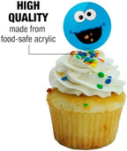 Sesame Street Cookie Monster Face Cupcake Picks Toppers Decoration Set of 6