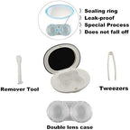 MUDOR Exquisite Contact Lens Case - Mini Travel Kit Box Holder Container Includes Remover Tool with Tweezers and No Leak Contact Case Organizer for Soft & Hard Lens (White)