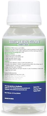 Sodium Lauryl Sulfate (240 ml / 8.11 fl oz) - Cosmetic Grade for DIY Shampoo Body Wash Cleanser & Soap Formulations