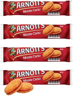 Monte Carlo Jam Cream Biscuits (4 Pack x 250g Ea) Full Size - Imported from Australia