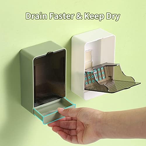 Soap Holder Dish Shower, 2 Pack Bar Soap Holder with Drainage, Self Draining Soap Holder, Wall Mounted Soap Box Tray Container for Bathroom, Bathtub Kitchen Sink, No Drilling, 4 Adhesive Include