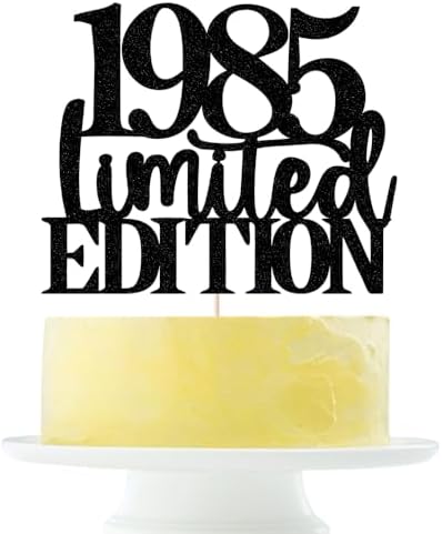 Limited EDITION 1985 cake topper 41th birthday happy birthday cake topper men and women cheer 41 years old handmade black glitter cake decoration (1985)