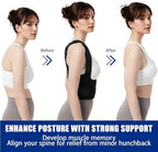 Posture Corrector for Women and Men - Adjustable Back Brace for Pain Relief - Enhances Posture and Provides Lumbar Support - Upper and Lower Back Straightener - Breathable Back Support (Black, Medium)