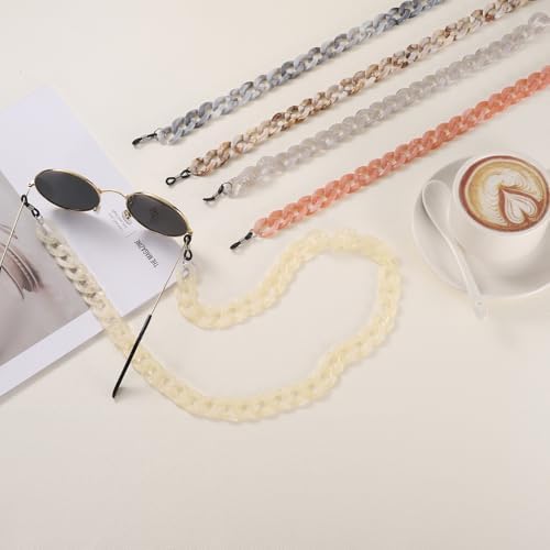 uxcell Eyeglass Chains for Women, Acrylic Eyeglass Holder Chains Adjustable Sunglasses Lanyards Holder Chain for Glasses