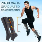 Unittype 5 Pairs Men Open Toe Zipper Compression Socks 20-30 mmHg Compression Knee High Socks Zipper Support Stockings for Men Swelling Edema