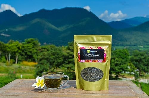 Jiaogulan Tea (Gynostemma Pentaphyllum) by Majestic Herbs | Organically Grown Loose Leaf Tea | Caffeine-Free | Fair-Trade |100g