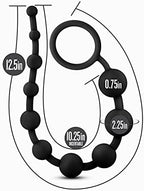 Blush Anal Adventures 12.5" Beginner's Soft Anal Beads - 10 Graduated Silicone Anal Beads w/O-Ring Pull Loop - Anal Training Beads for Adult Sex Toys Men Women & Couples Bum Plugs - Black