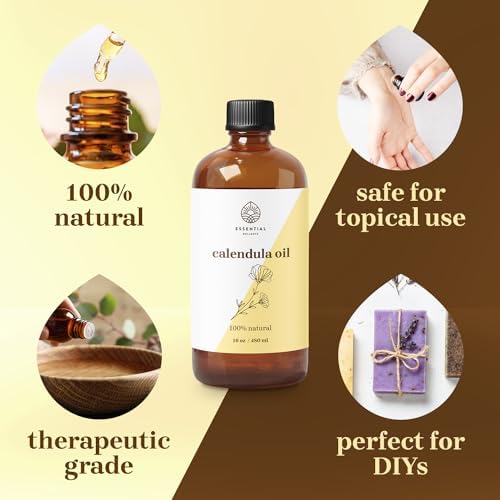 Calendula Oil - Premium Carrier Oil | Nourishing for Skin, Face, Body, Hair Revitalization | Hydrating, Vegan & Cruelty-Free, 16 Fl Oz