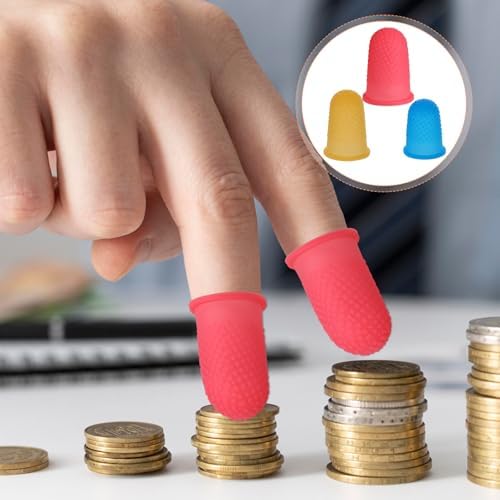 15 Pcs Hot Glue Finger Thimbles Rubber Finger Tips Protector Covers Reusable Silicone Guard Pads Grips Fingertip for Paperwork Cutting Counting Crafts Embroidery Sewing Cutting Sorting Task