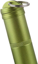 TopHomer Keychain Pill Holder Portable Mini Aluminium Alloy Pill Organizer Case Cylinder Daily Pill Organizer for Hiking, Fishing, Camping, Hunting, Outdoor(Green)