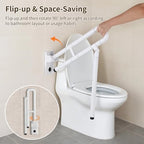 Toilet Safety Rail – Non-Slip Bathroom Grab Bar for Elderly, Disabled & Seniors – Stainless Steel Support Handrail with Non-Slip Grip & Support Leg（White）