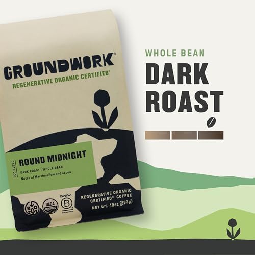GROUNDWORK COFFEE CO Organic Regenerative Round Midnight Whole Bean Coffee, 10 OZ