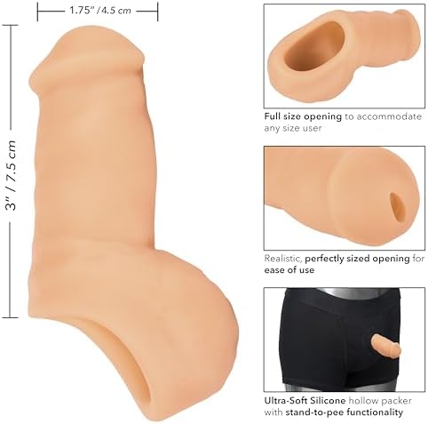 Packer Gear 4 Inch Ultra-Soft Silicone STP (Stand-to-Pee) Packer Penis - Ivory SE-1582-20-3