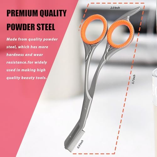 LePinko Eyebrow Trimming Scissors with Combs, Gifts For Men Women Stocking Stuffers, Gray