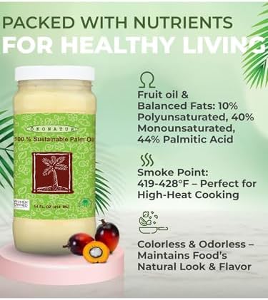 100% Sustainable Palm Oil | RSPO Certified |Food Grade | Not Hydrogenated | For cooking, baking and soap making -14 Fl Oz